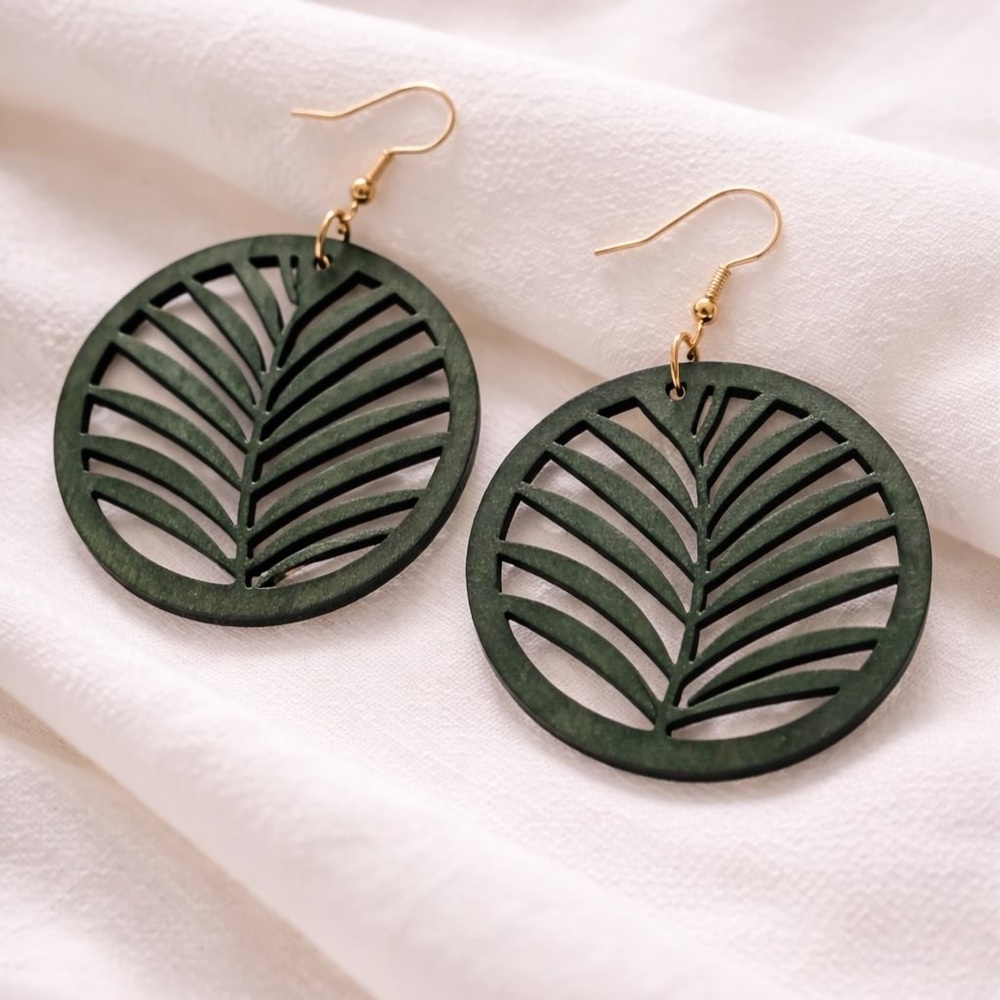 Elegant Green Leaf Earrings